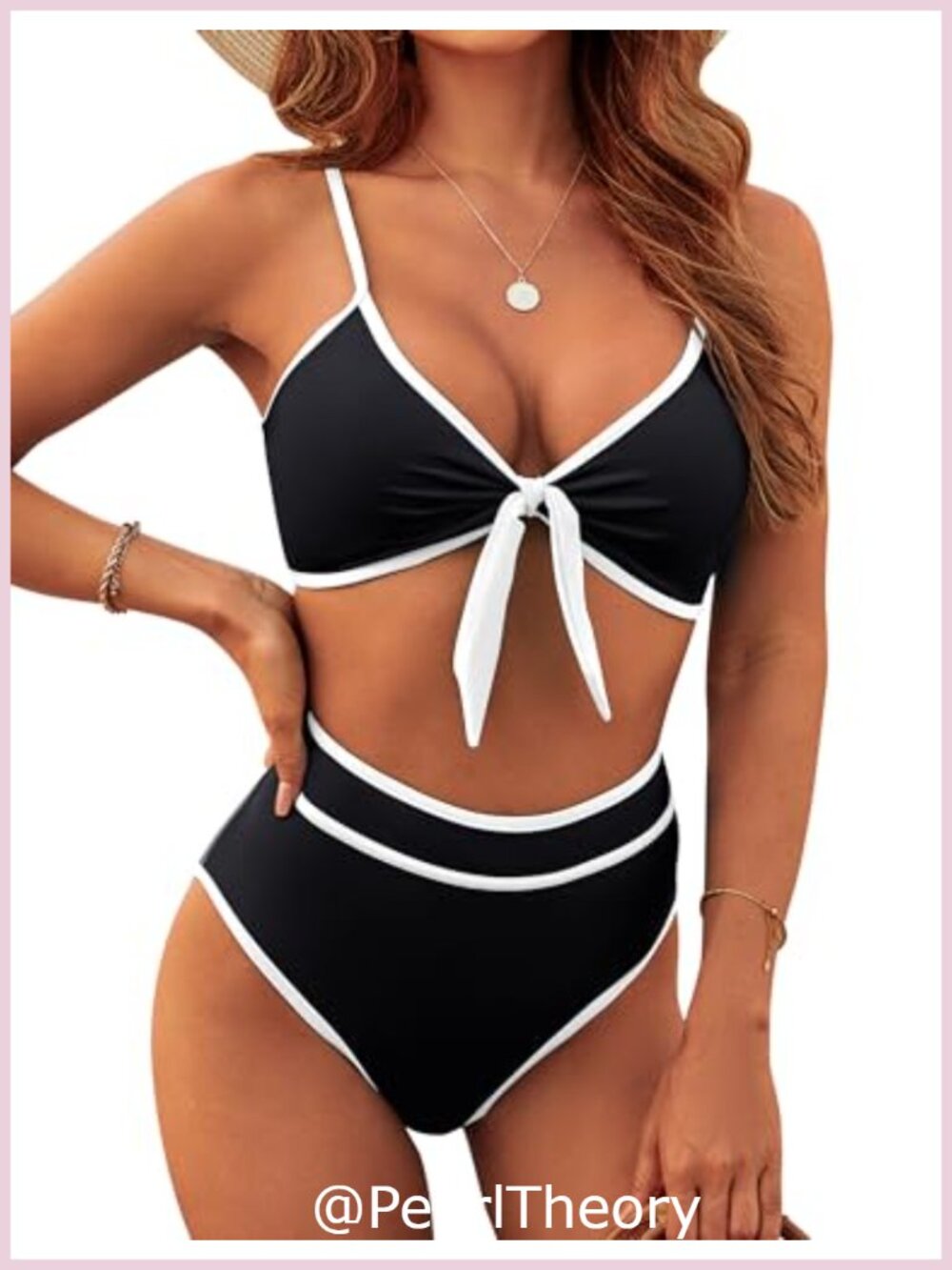 High Waisted Bikini Set Tie Knot V Neck Two Piece Swimsuit Bathing Suit